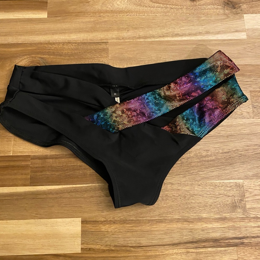 Bikini pole fitness dance wear rainbow bottom